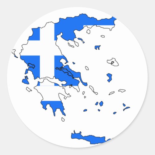Greece flag map classic round sticker