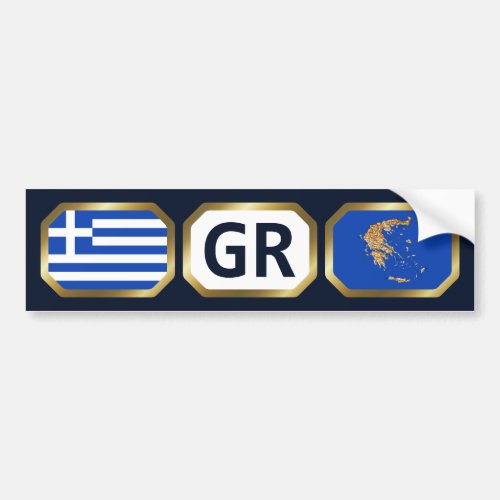 Greece Flag Map Code Bumper Sticker