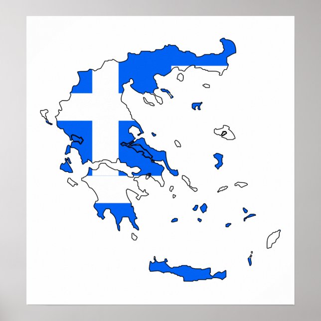 Greece Flag Map full size Poster (Front)