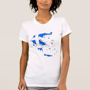 Greece Flag Map full size T-Shirt