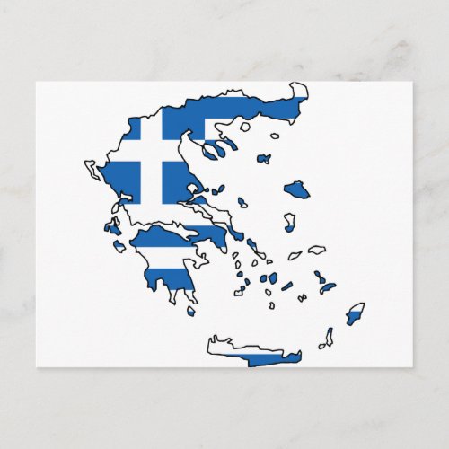 Greece Flag Map GR Postcard
