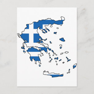 Greece Flag Map GR Postcard