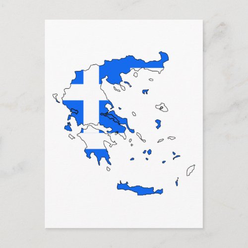 Greece flag map postcard
