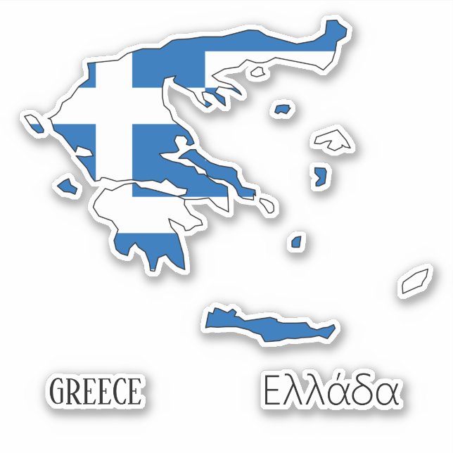 Greece Flag Map Sticker (Front)