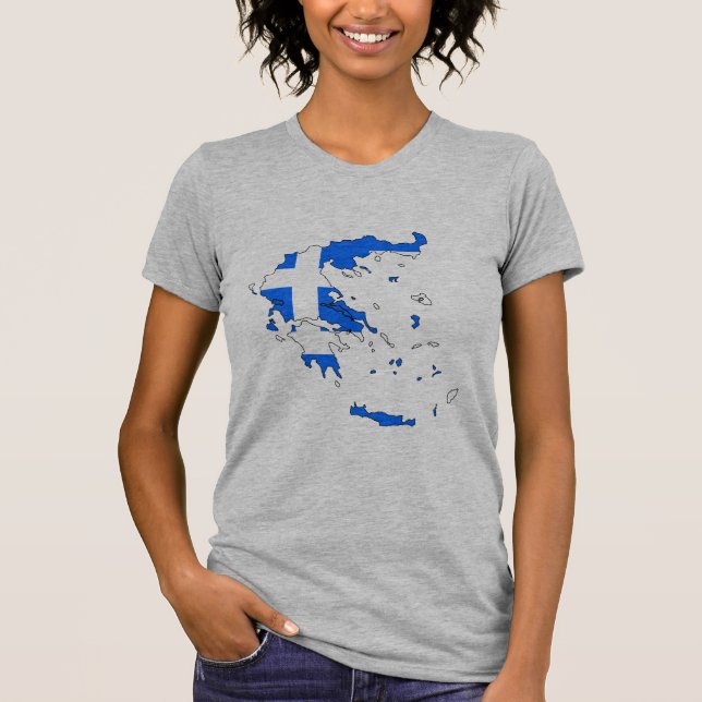 Greece flag map T-Shirt (Front)