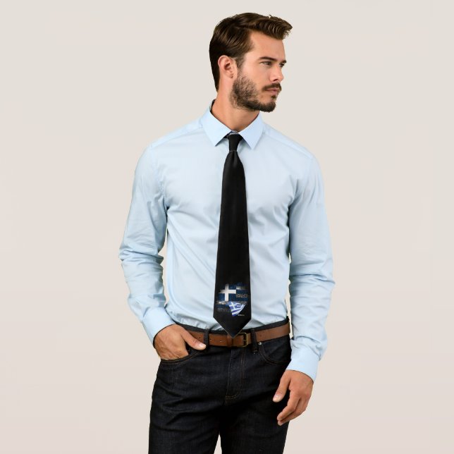 Greece flag neck tie (In Situ)