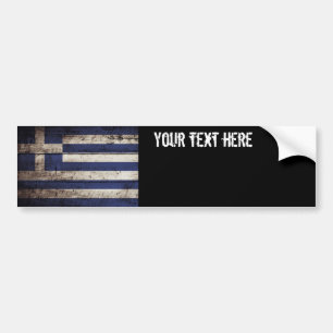 Greece Flag on Old Wood Grain Bumper Sticker