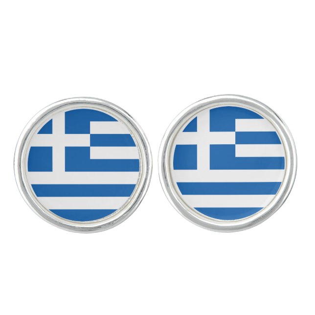 Greece flag Pair of Cufflinks (Front)