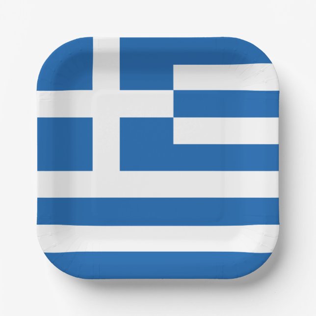 Greece Flag Paper Plates (Front)