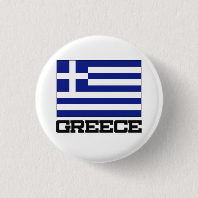 Greece Flag Pinback Button (Front)
