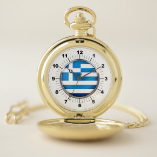  Greece Flag Pocket Watch: Gold Watch