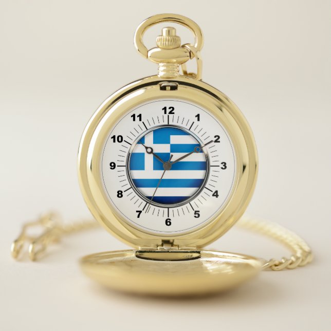  Greece Flag Pocket Watch: Gold Watch (Inside)