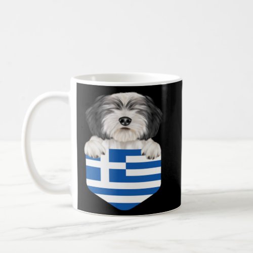 Greece Flag Polish Lowland Sheepdog Dog In Pocket  Coffee Mug