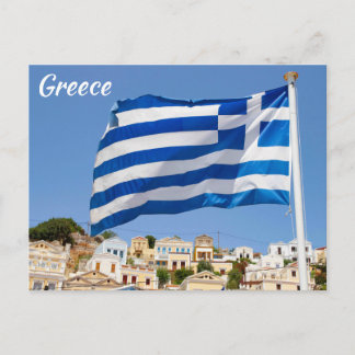 Greece flag postcard