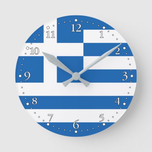 Greece Flag Round Clock