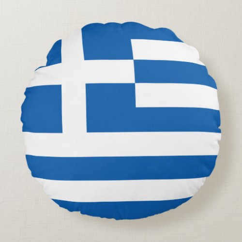 Greece Flag Round Pillow