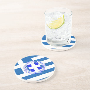 Greece flag sandstone coaster