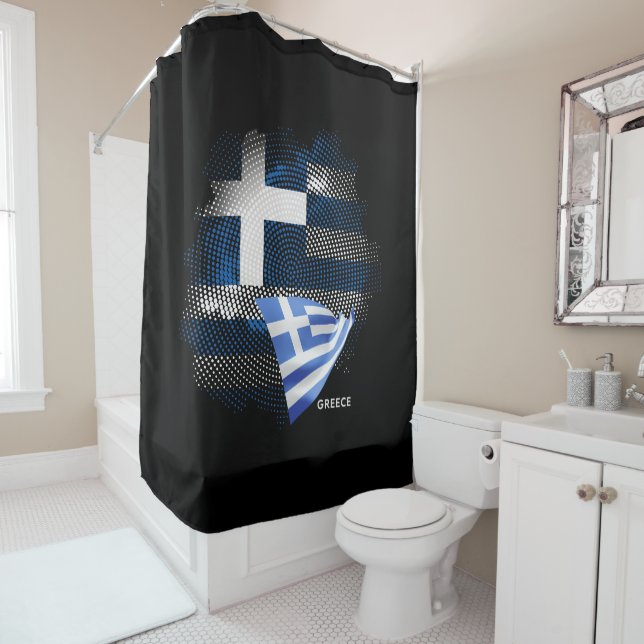 Greece flag shower curtain (In Situ)