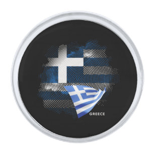 Greece flag silver finish lapel pin