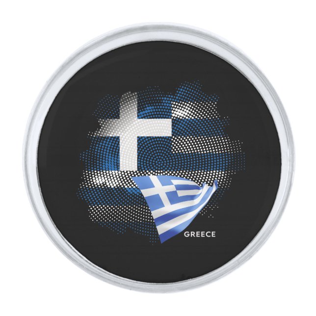Greece flag silver finish lapel pin (Front)