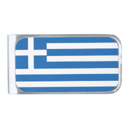 Greece Flag Silver Finish Money Clip