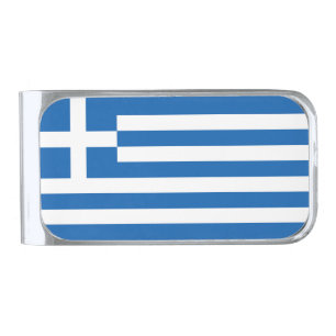Greece flag silver finish money clip