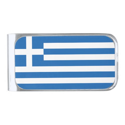 Greece flag silver finish money clip