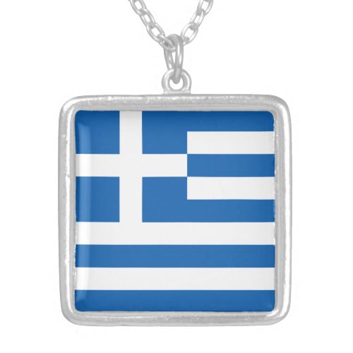 Greece Flag Silver Plated Necklace
