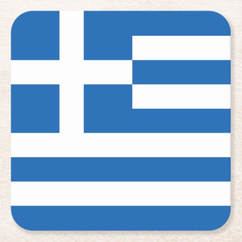 Greece Flag Square Paper Coaster