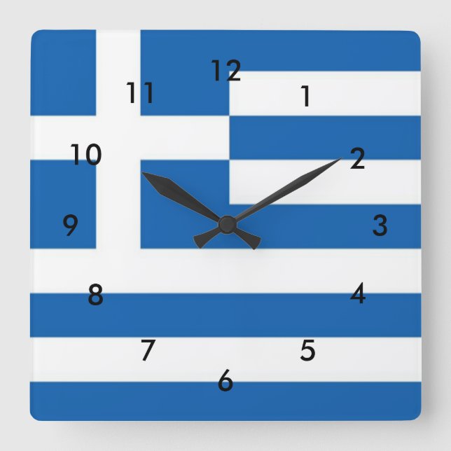 Greece Flag Square Wall Clock (Front)