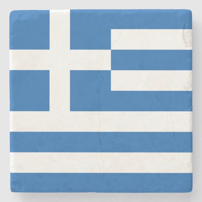 Greece Flag Stone Coaster (Front)