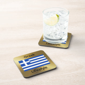 Greece Flag+Text Coaster