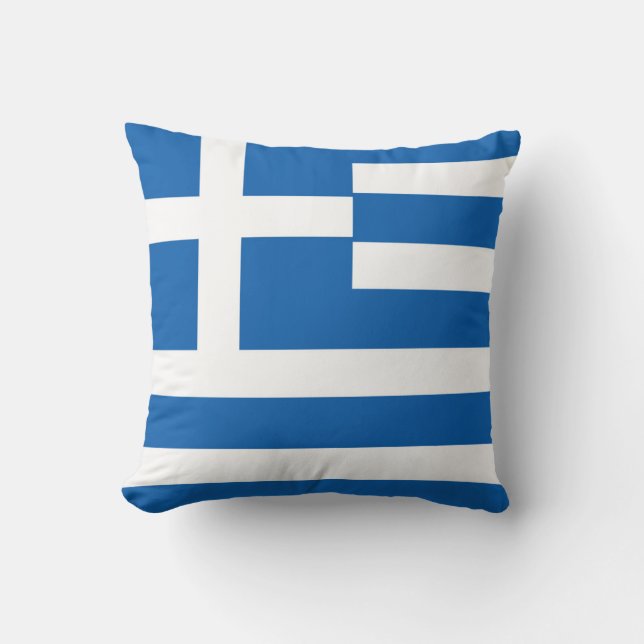 Greece Flag Throw Pillow (Front)