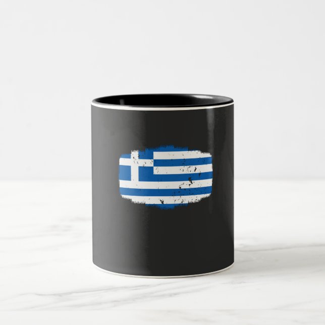 Greece Flag Two-Tone Coffee Mug (Center)