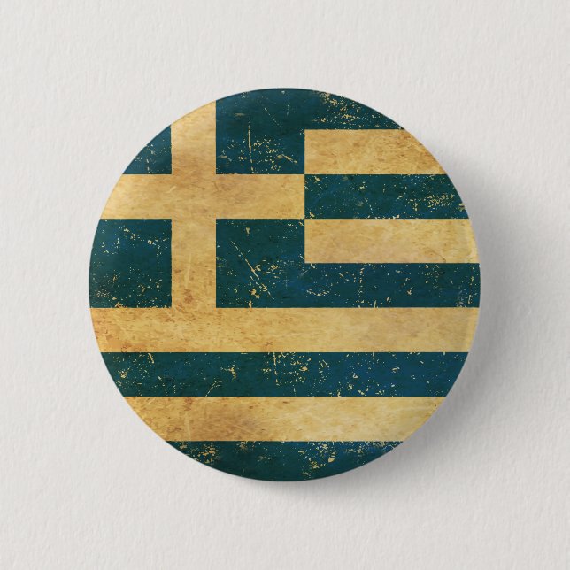 Greece Flag Vintage Grunge Button (Front)