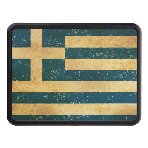 Greece Flag Vintage Grunge Design Hitch Cover
