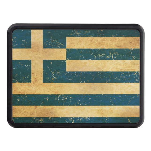 Greece Flag Vintage Grunge Design Hitch Cover (Front)