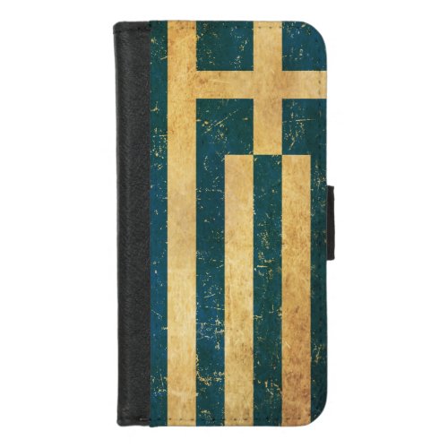 Greece Flag Vintage Grunge Design iPhone 87 Wallet Case