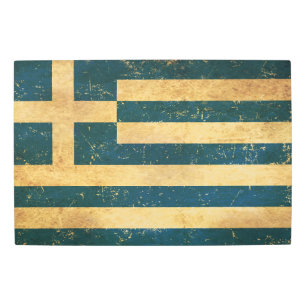 Greece Flag Vintage Grunge Design Metal Print