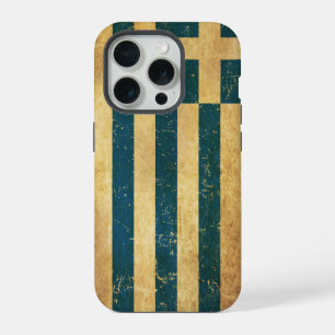 Greece Flag Vintage Grunge iPhone 15 Pro Case