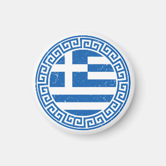 Greece Flag With Greek Key Pattern Design Magnet