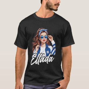 Greece Flag Woman Sunglasses Girl Greek T-Shirt