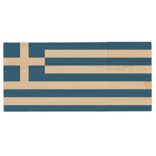 Greece Flag Wood Flash Drive