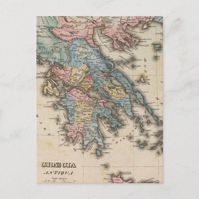 Greece Full color Atlas Map Postcard (Front)