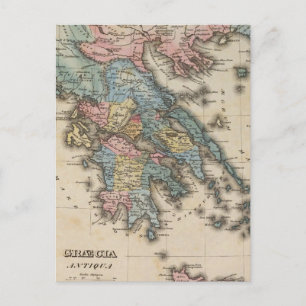 Greece Full color Atlas Map Postcard