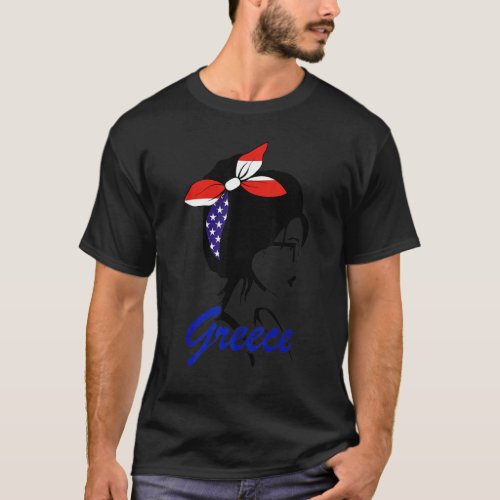 Greece Girl Greek Women Greece American Flag T_Shirt