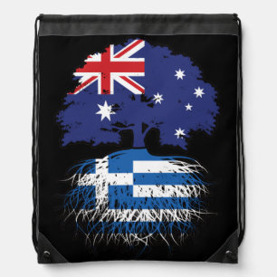 Greece Greek Australian Australia Tree Roots Flag Drawstring Bag