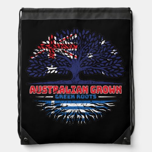 Greece Greek Australian Australia Tree Roots Flag Drawstring Bag
