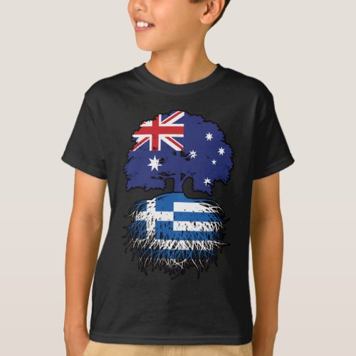 Greece Greek Australian Australia Tree Roots Flag T_Shirt