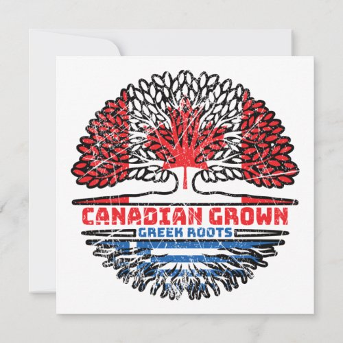 Greece Greek Canadian Canada Tree Roots Flag Card